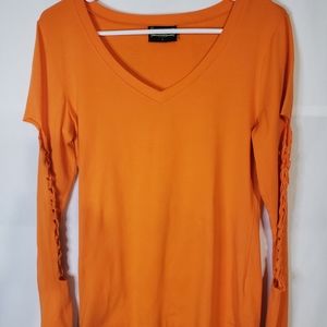 Biker Clothing Company Orange Tee Long Sleeve Wings Cut-Out Size L